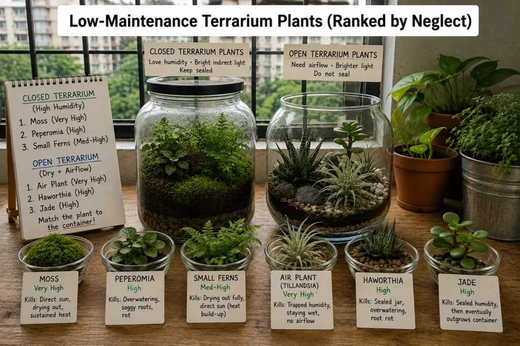Low-Maintenance Terrarium Plants (Ranked by Neglect)