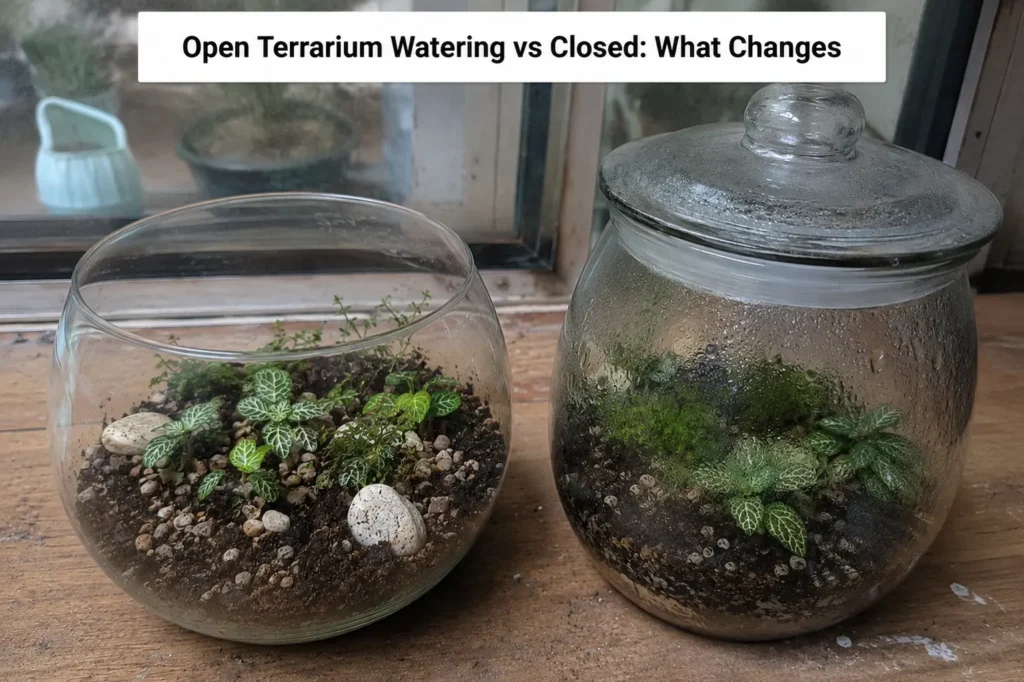 Open Terrarium Watering vs Closed, What Changes